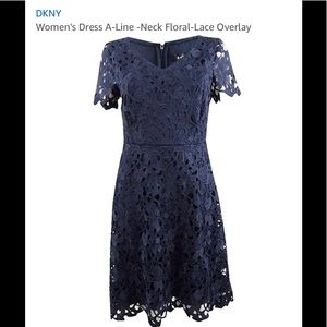 DKNY A-Line Floral-Lace Overlay Dress NWT Size 4